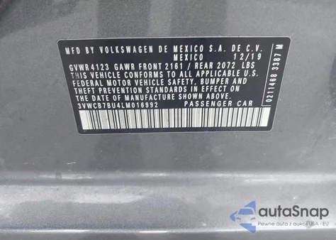 2020 Volkswagen Jetta 1.4T R-Line/1.4T S/1.4T Se из США, поврежденный, VIN 3VWCB7BU4LM016992